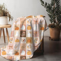 Patchwork Halloween Ghost Blanket Pumpkin Plaid Velveteen Plush Throw Grandmacore Farmhouse Decor