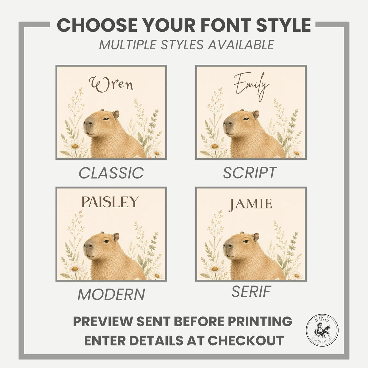 Personalized Capybara Baby Blanket, Custom Name Nursery Blanket, Woodland Animal Baby Gift, Floral Capybara Blanket, Baby Shower Gift