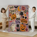 Girly Halloween Ghost Cat Pumpkin Blanket, Retro Spooky Collage Throw, Cute Floral Fall Blanket, Cozy Autumn Decor, Spooky Gift