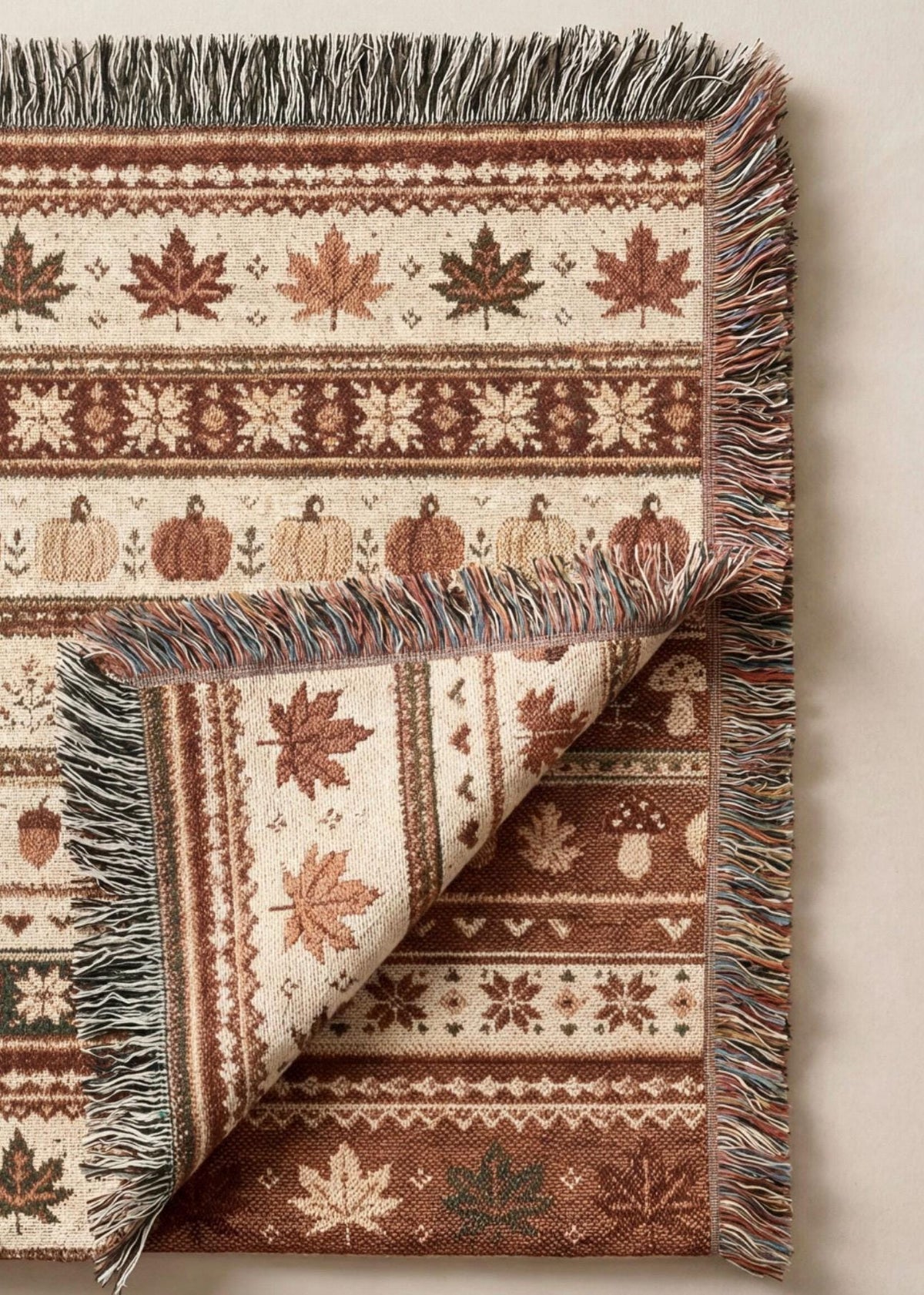 Fall Woven Blanket Thanksgiving Hostess Gift Autumn Home Decor Cottage Living Room Throw Pumpkin Harvest Blanket Housewarming Gift for Her