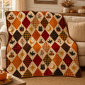 Autumn Halloween Quilt Blanket, Cute Black Cat Ghost Pumpkin Patchwork Throw, Witch Cottage Fall Decor, Cozy Sofa Bed Cover Gift