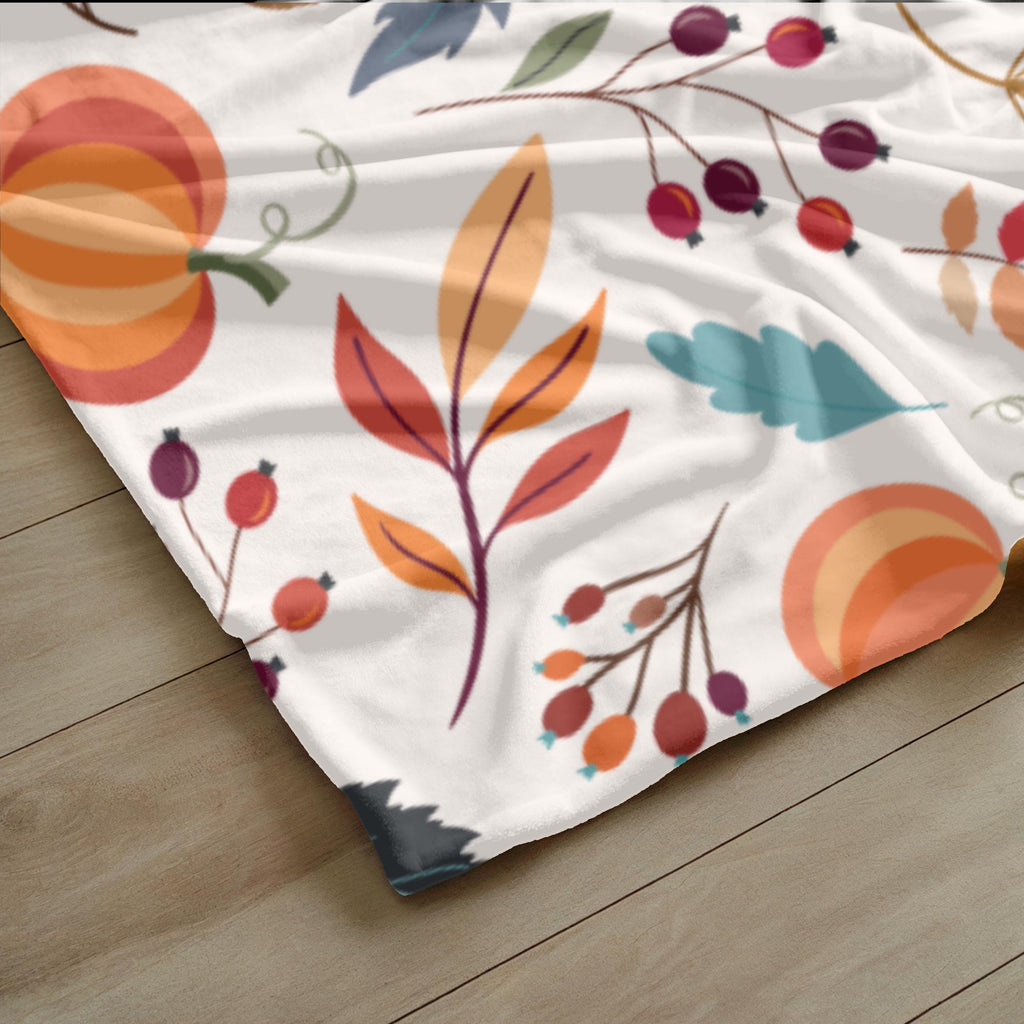 Autumn Throw Blanket | Harvest Blanket | Cozy Fall Throw | Pumpkins & Leaves | Halloween Throw Blanket | Halloween Gift | Fall Gift