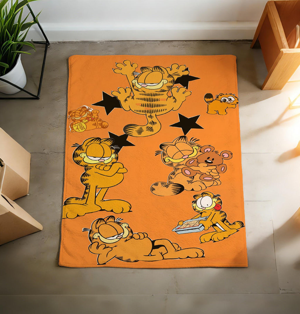 Vintage Garfield Comic Flannel Throw Blanket, Soft Plush Cozy Home Decor