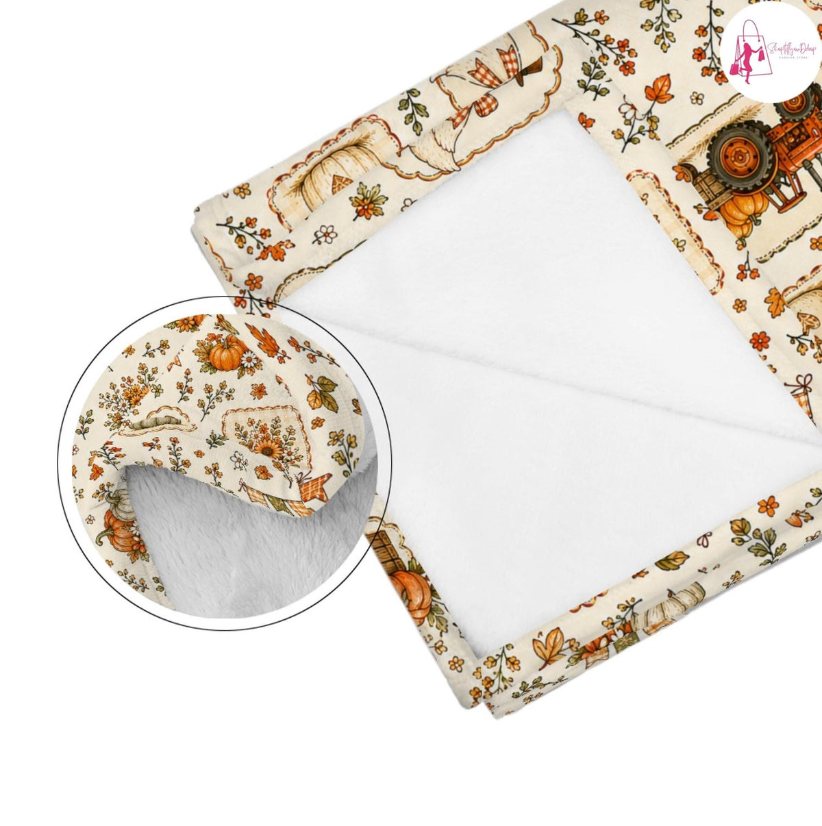 Goose Fall Blanket, Hello Fall Cottagecore Throw Blanket, Vintage Pumpkin Floral Cozy Blanket, Farmhouse Autumn Home Decor Gift