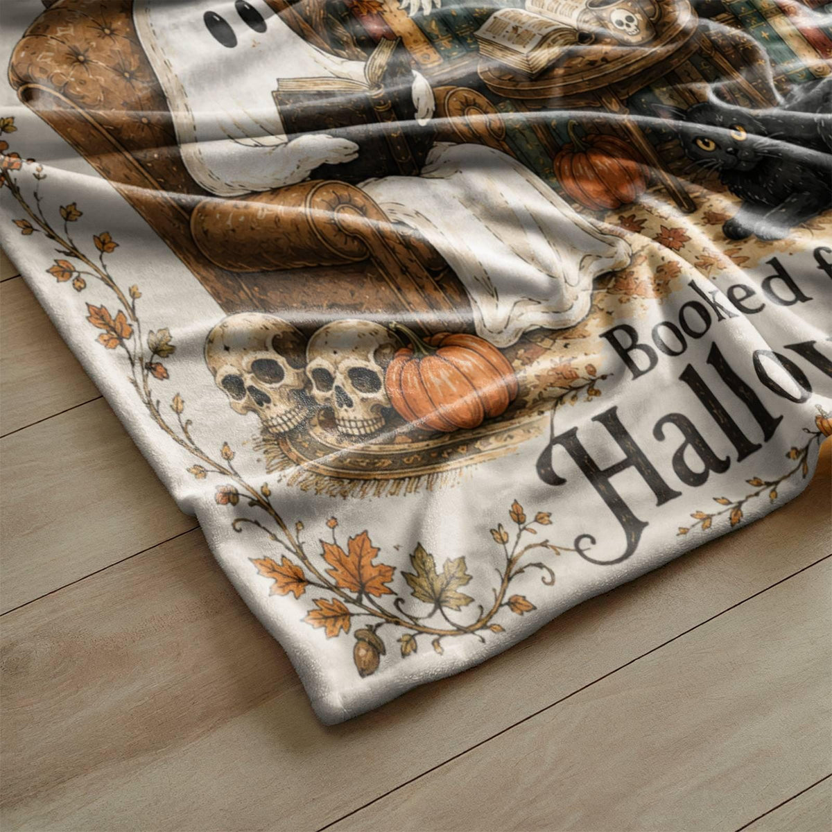 Booked for Halloween, Ghost Reading Blanket, Book Lover Gift, Fall Fleece Throw Blanket, Cozy Reading Blanket, Cute Autumn Home Decor