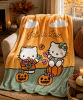 Fall in Love Hello Kitty & Daniel Pumpkin Plush Throw Blanket | Autumn kawaii  Fall Throw