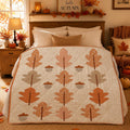 Autumn Leaf Quilt Blanket, Maple Patchwork Throw, Cozy Thanksgiving Home Decor