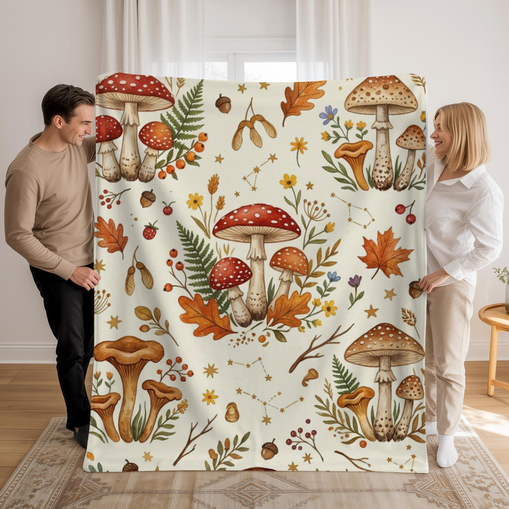 Woodland Mushroom Baby Blanket: Autumn Mushroom Throw Fall Fleece Baby Shower Gift For New Baby Gift