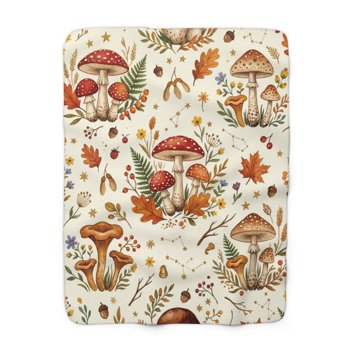 Woodland Mushroom Baby Blanket: Autumn Mushroom Throw Fall Fleece Baby Shower Gift For New Baby Gift