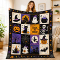 Halloween Quilt, Pumpkin Ghost Bat Blanket, Spooky Fall Quilt, Black Cat Ghost Pumpkin Cozy Throw Blanket, Spooky Ghost Pumpkin Room Decor