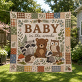 Woodland Baby Quilt, Forest Animal Patchwork Blanket, Rustic Nursery Throw