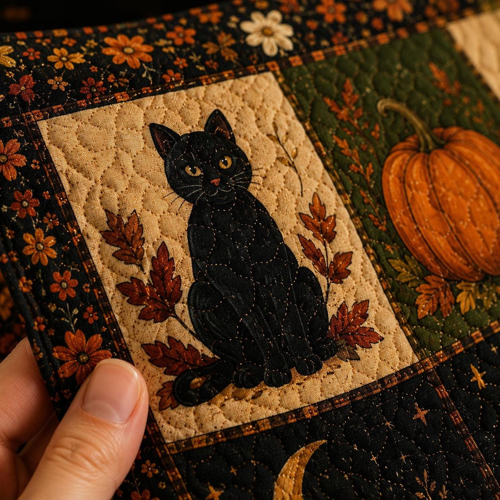 Halloween Patchwork Quilt Set, Pumpkin Ghost Patchwork Throw, Spooky Fall Quilt Blanket, Halloween Bedroom Decor, Fall Farmhouse Decor
