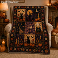Halloween Quilt Blanket, Pumpkin Ghost Patchwork Throw, Fall Farmhouse Decor,Ghost Black Cat Pumpkin Throw, Fall Patchwork Autumn Home Decor