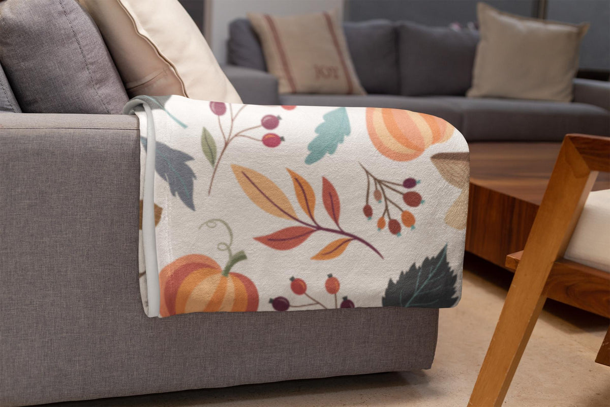 Autumn Throw Blanket | Harvest Blanket | Cozy Fall Throw | Pumpkins & Leaves | Halloween Throw Blanket | Halloween Gift | Fall Gift