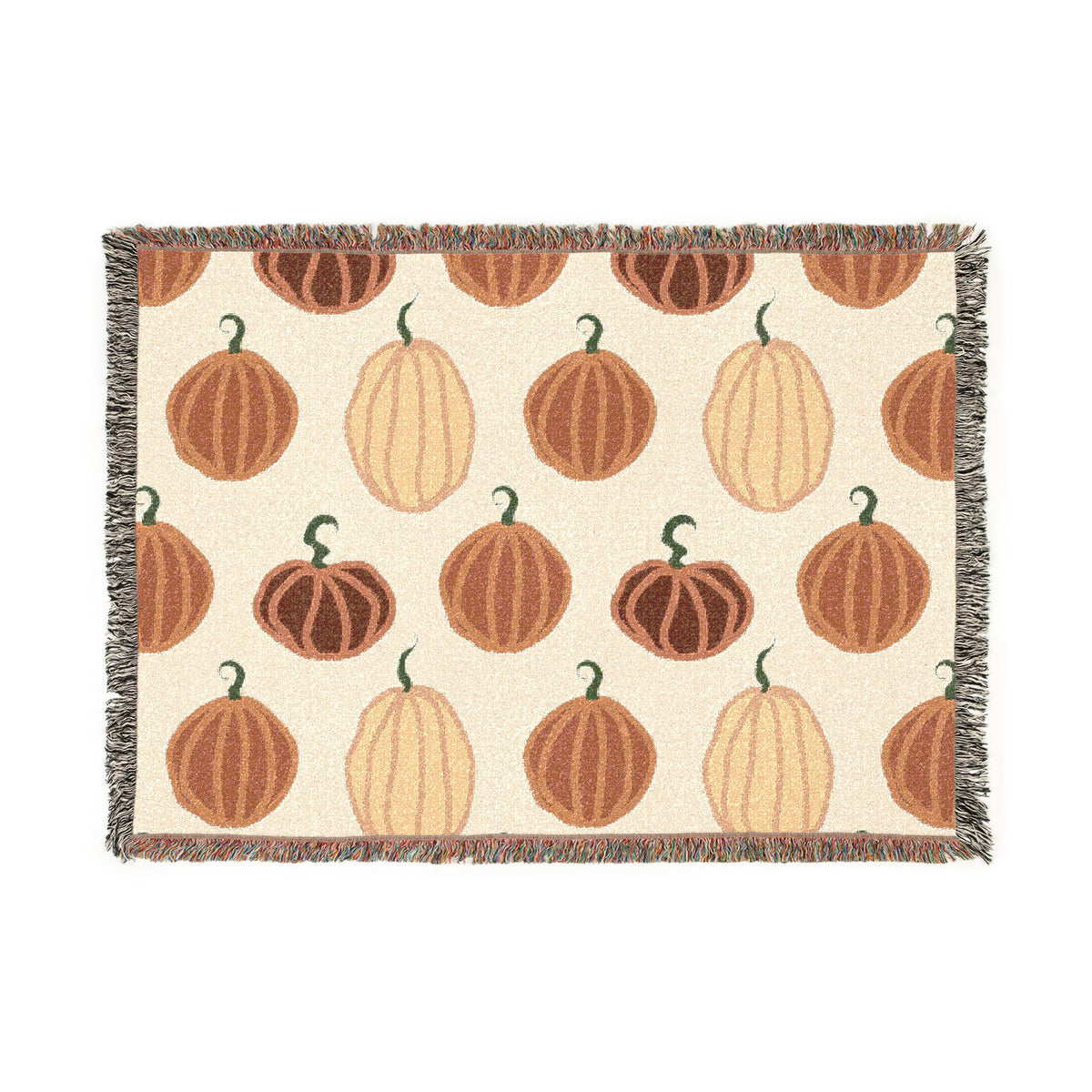 Autumn Pumpkin Pattern Woven Blanket | Fall Throw, Cozy Home Decor