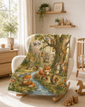 Woodland Baby Blanket, Storybook Nursery Blanket, Minky Blanket, Forest Animal Blanket, Fox Bunny Deer, Baby Shower Gift