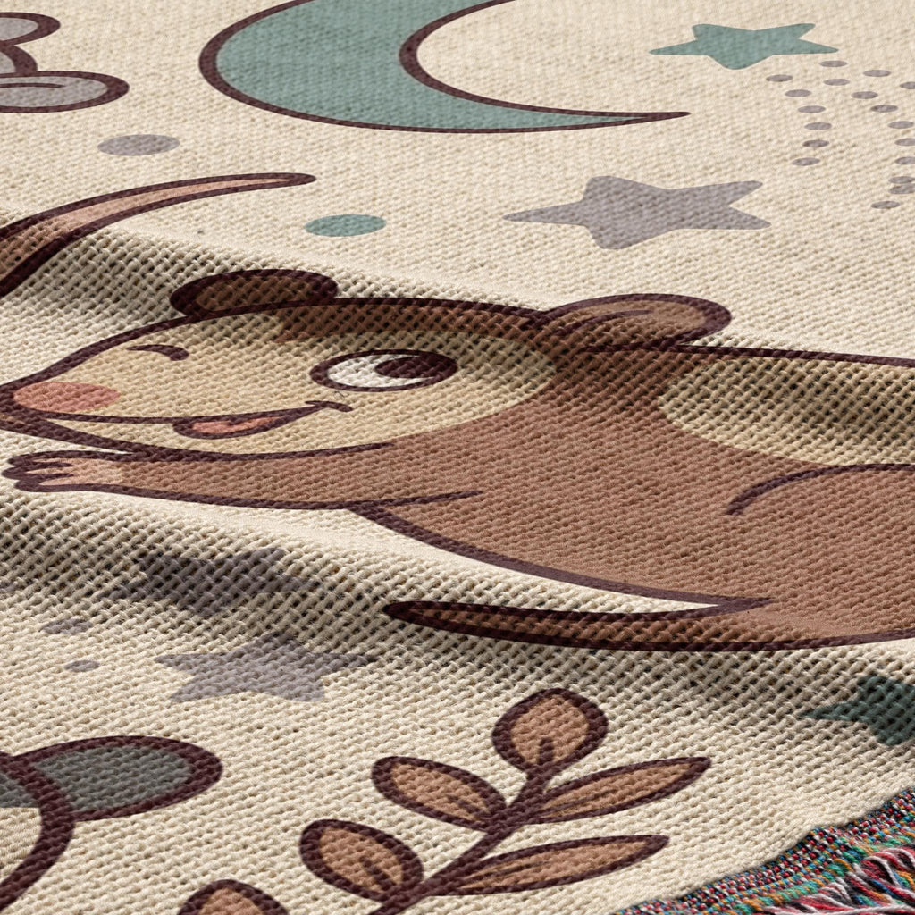 Personalized Possum Blanket, Custom Name Moonlight Possum Woven Throw, Spooky Cute Woodland Nursery Decor, Gift for Kids Nature Lovers