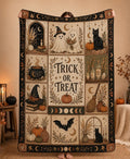 Halloween Ghost Throw Blanket, Cozy Trick or Treat Blanket for Halloween Decor, Witch Cat Pumpkin Fall Gift, Gothic Home Decor