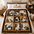 Cute Ghost Reading Quilt Blanket Halloween Book Lover Gift Cozy Spooky Library Throw Fall Boo Crew Bedding Autumn Gifts for Reader Black Cat