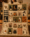 Halloween Quilt Blanket, Ghost Blanket Pumpkin Throw, Cozy Fall Blanket, Spooky Season Decor, Fall Farmhouse Bedding, Halloween Gift