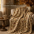 Autumn Orchard Velveteen Blanket, Heirloom Fall Throw, Botanical Cozy Decor