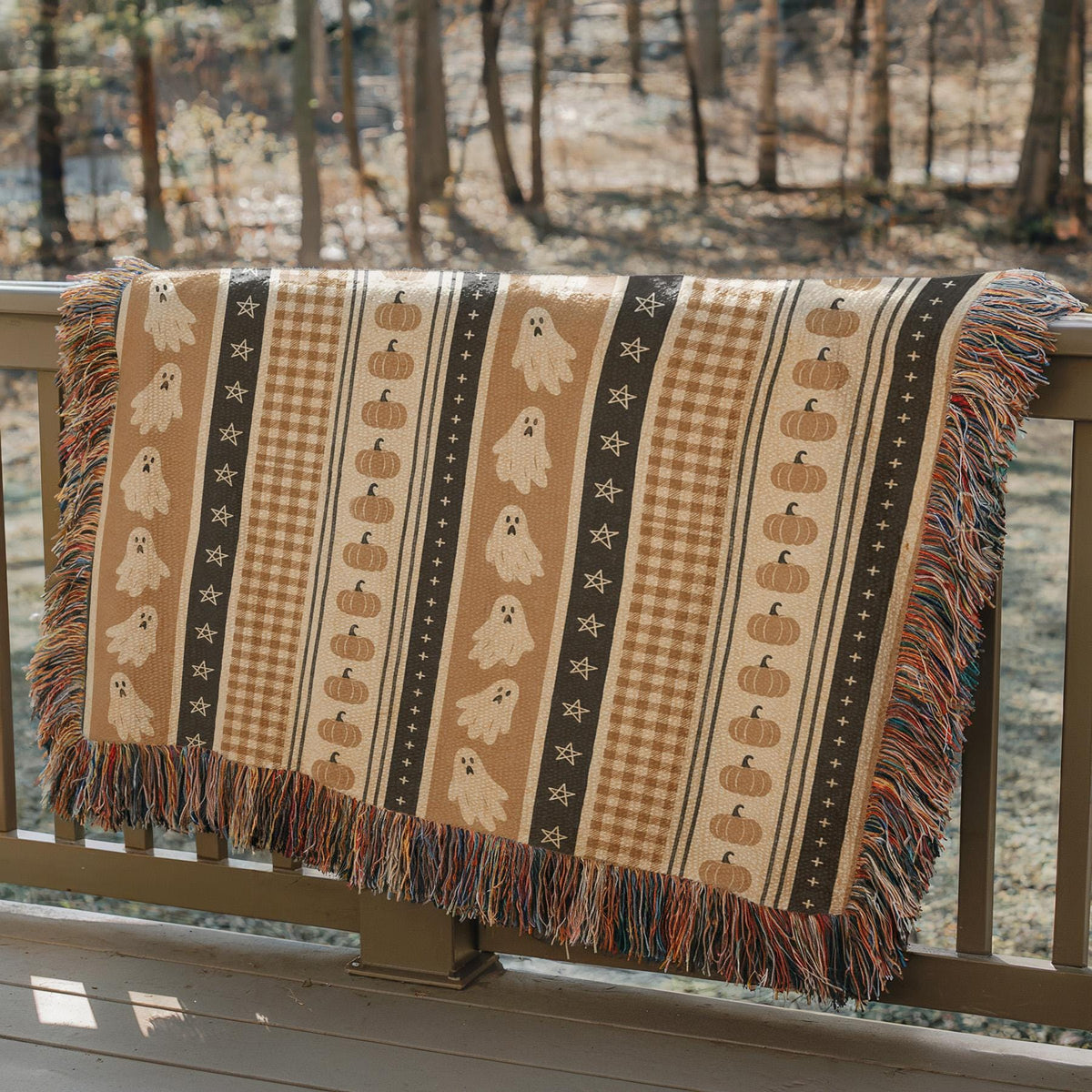 Neutral Halloween Blanket Fall Host Gift For Halloween Lover Throw Cozy Fall Spooky Season Home Decor Pumpkin Decor