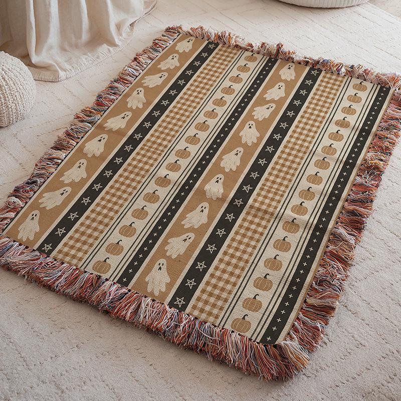 Neutral Halloween Blanket Fall Host Gift For Halloween Lover Throw Cozy Fall Spooky Season Home Decor Pumpkin Decor