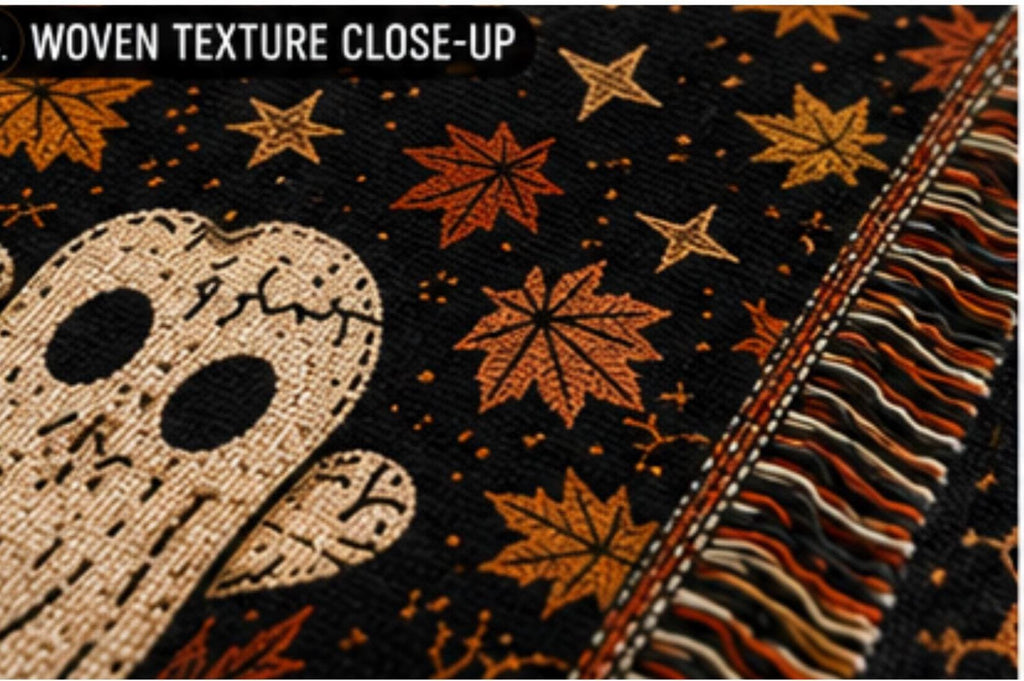 Halloween Woven Throw Blanket ,Cozy Ghost Blanket, Fall Home Decor, Halloween Decor, Gothic Couch Throw, Autumn Living Room Blanket Gift