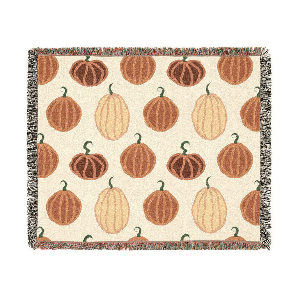 Autumn Pumpkin Pattern Woven Blanket | Fall Throw, Cozy Home Decor