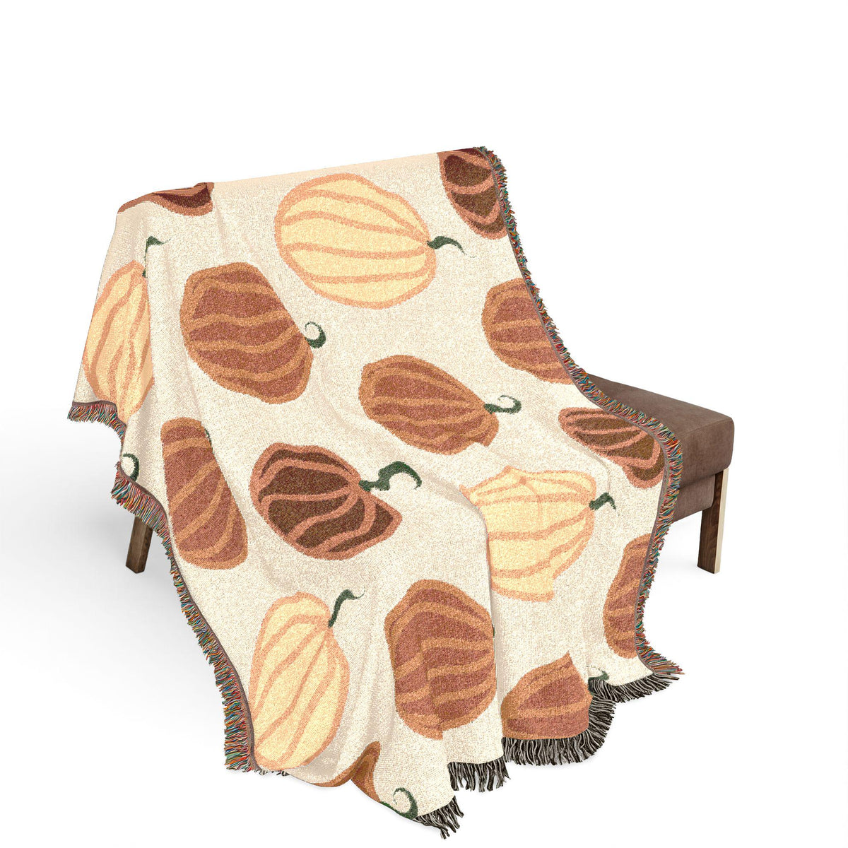 Autumn Pumpkin Pattern Woven Blanket | Fall Throw, Cozy Home Decor