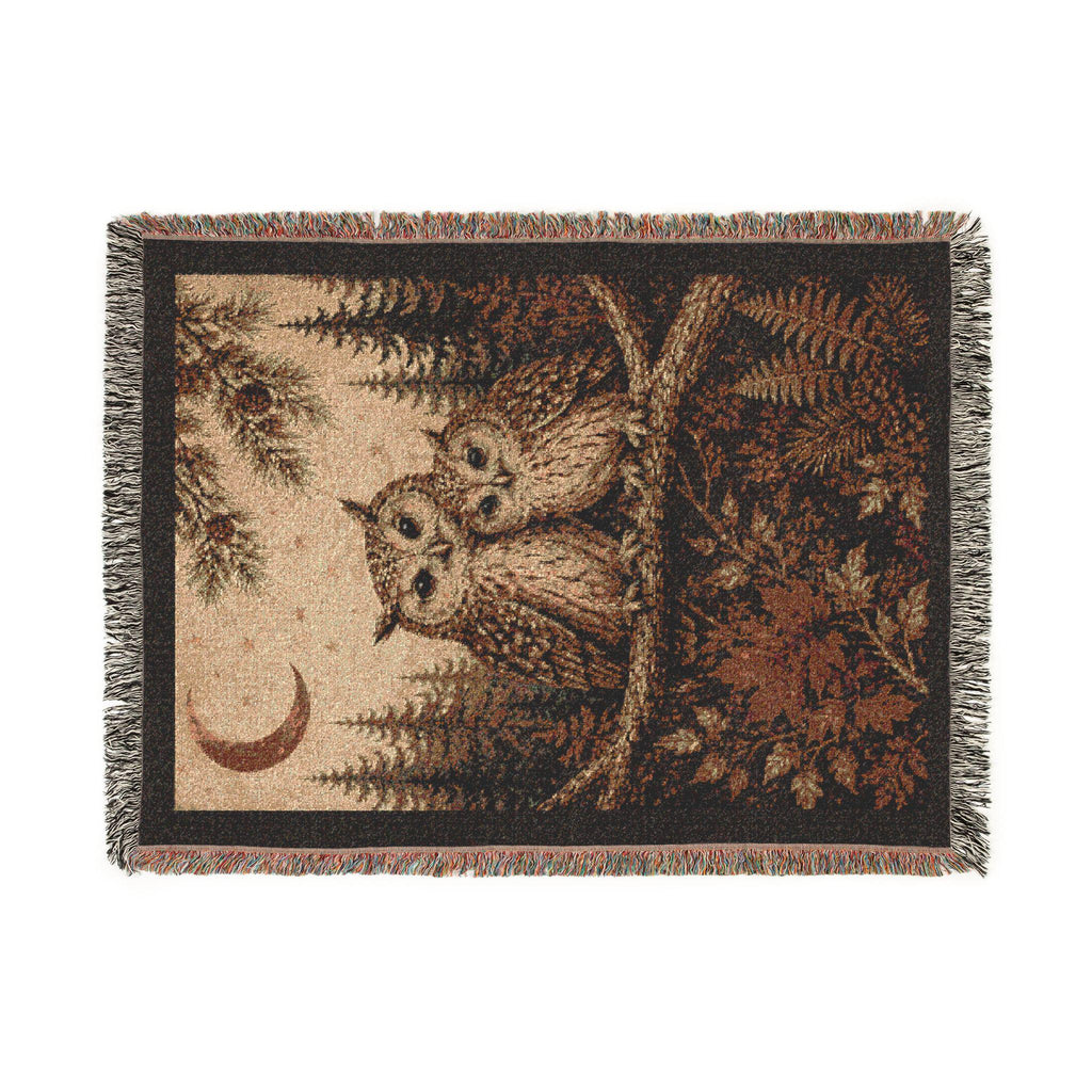 Night Owl Moon Forest Woven Blanket Tapestry Throw Gift Home Decor