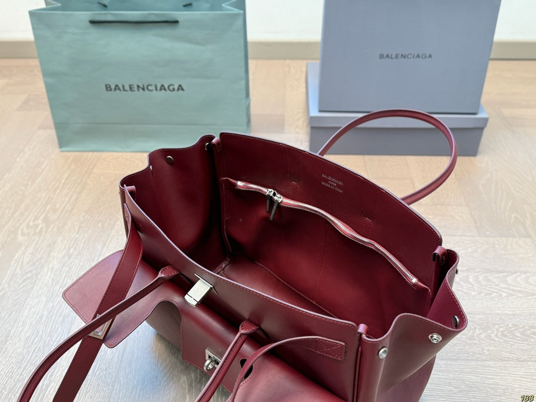 BEL AIR CARRY ALL BAG 37 IN BURGUNDY RED NAPPA LAMBSKIN SILVER HARDWARE