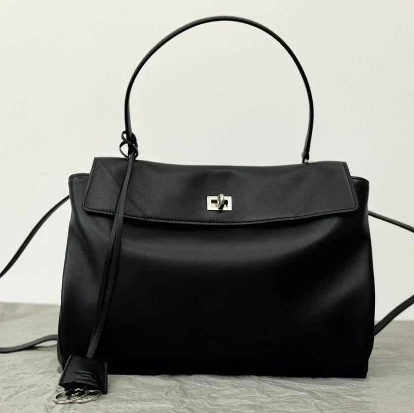 Balenciaga Medium Rodeo Bag 35 Black Calfskin Sliver Hardware