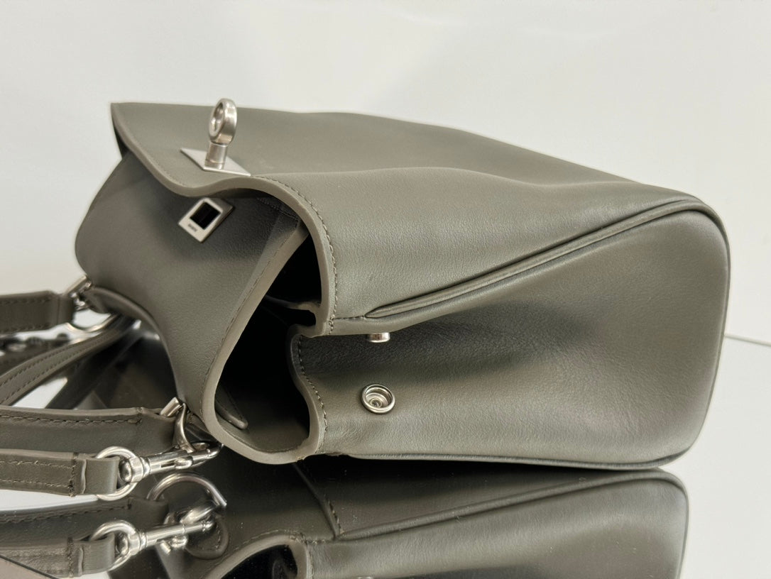 RODEO MINI BAG 22 IN KHAKI GREEN SMOOTH CALFSKIN SILVER HARDWARE