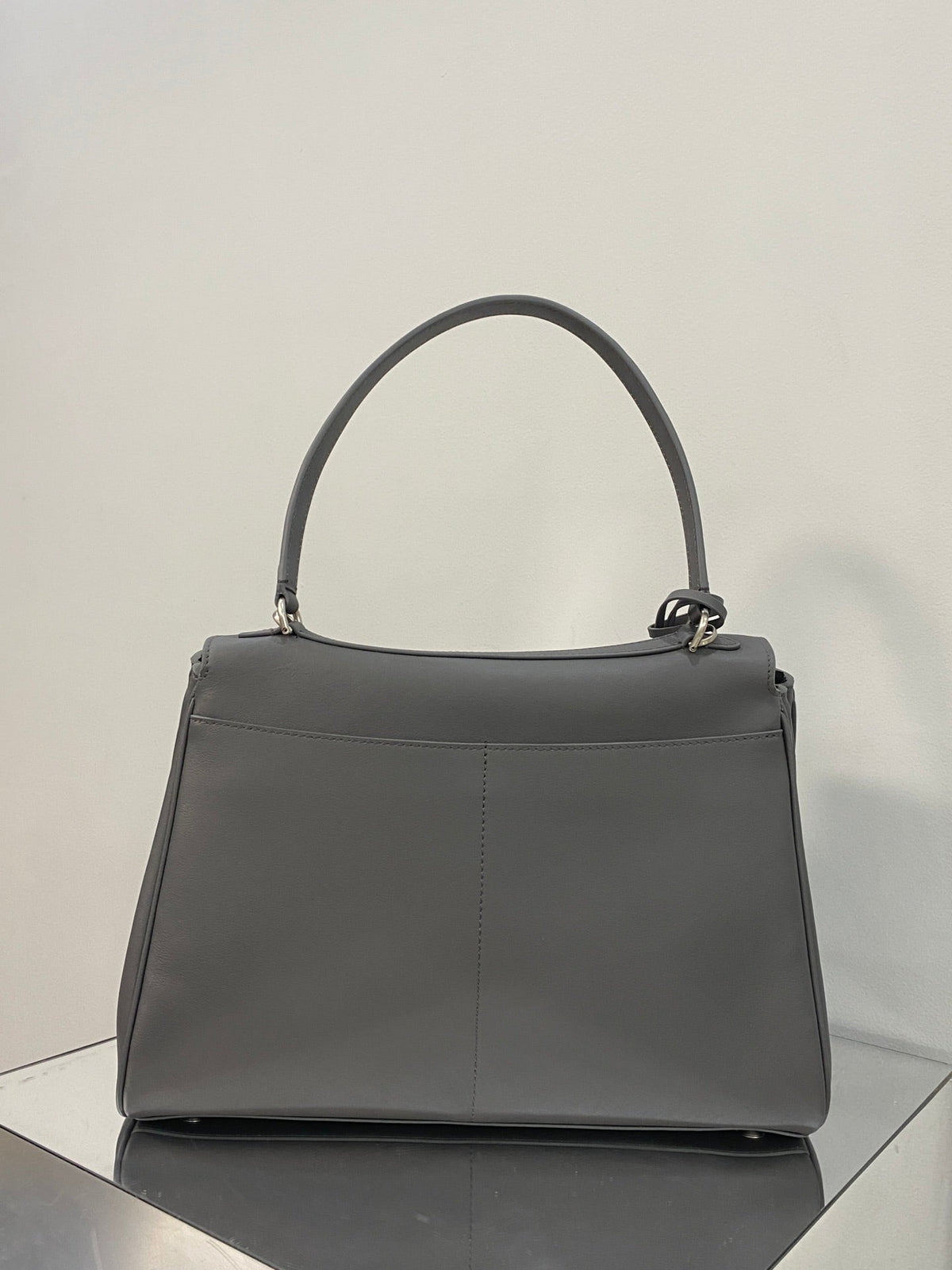 RODEO MEDIUM BAG 35 IN GREY SMOOTH CALFSKIN SILVER HARDWARE