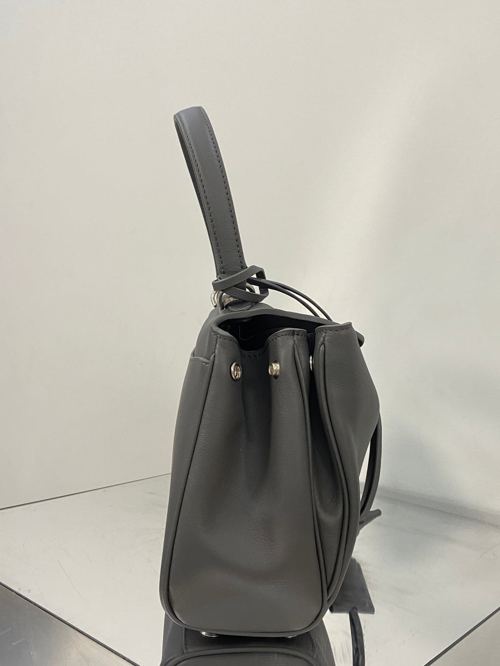 RODEO SMALL BAG 29 IN GREY SMOOTH CALFSKIN SILVER HARDWARE