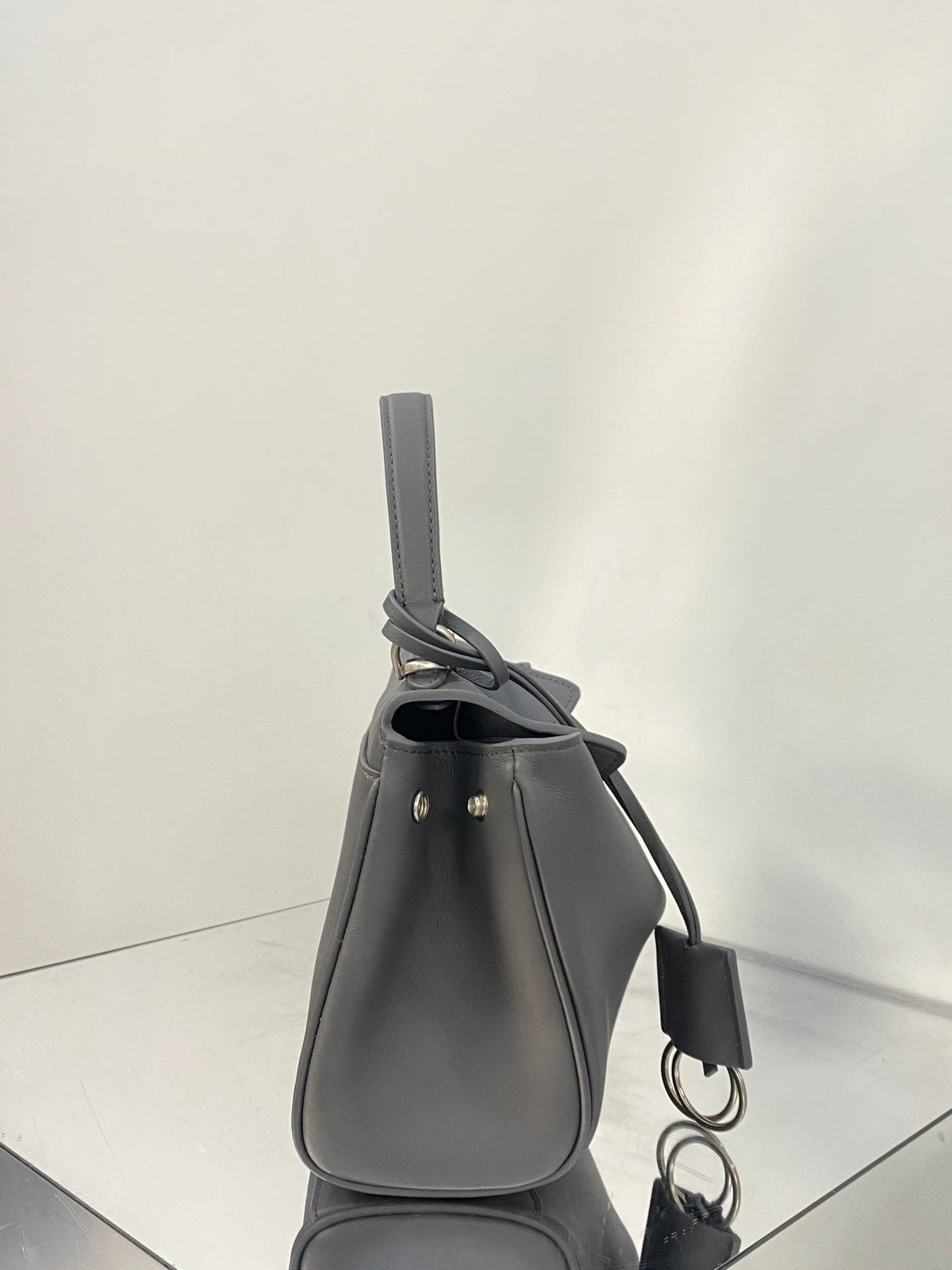 RODEO MINI BAG 22 IN GREY SMOOTH CALFSKIN SILVER HARDWARE