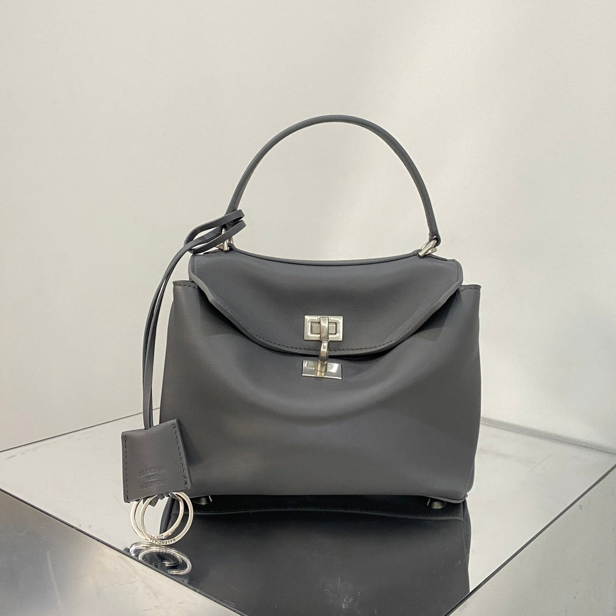 RODEO MINI BAG 22 IN GREY SMOOTH CALFSKIN SILVER HARDWARE