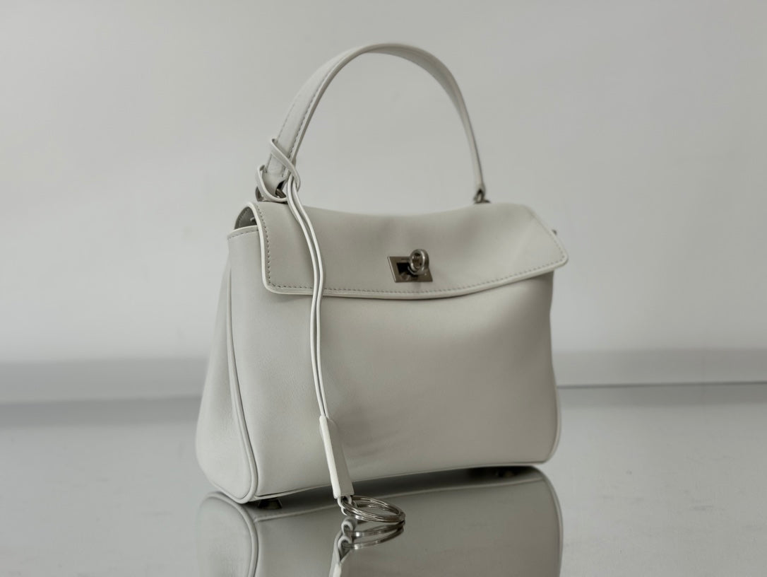 RODEO MINI BAG 22 IN WHITE SMOOTH CALFSKIN SILVER HARDWARE