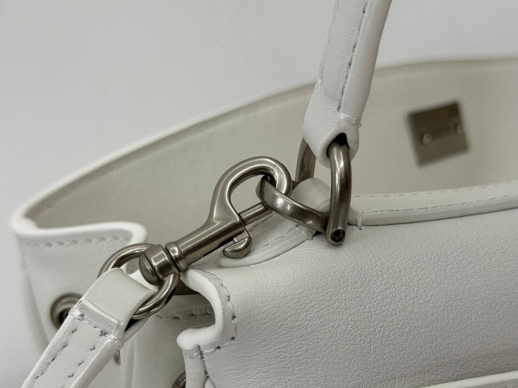 RODEO MEDIUM BAG 35 IN WHITE SMOOTH CALFSKIN SILVER HARDWARE