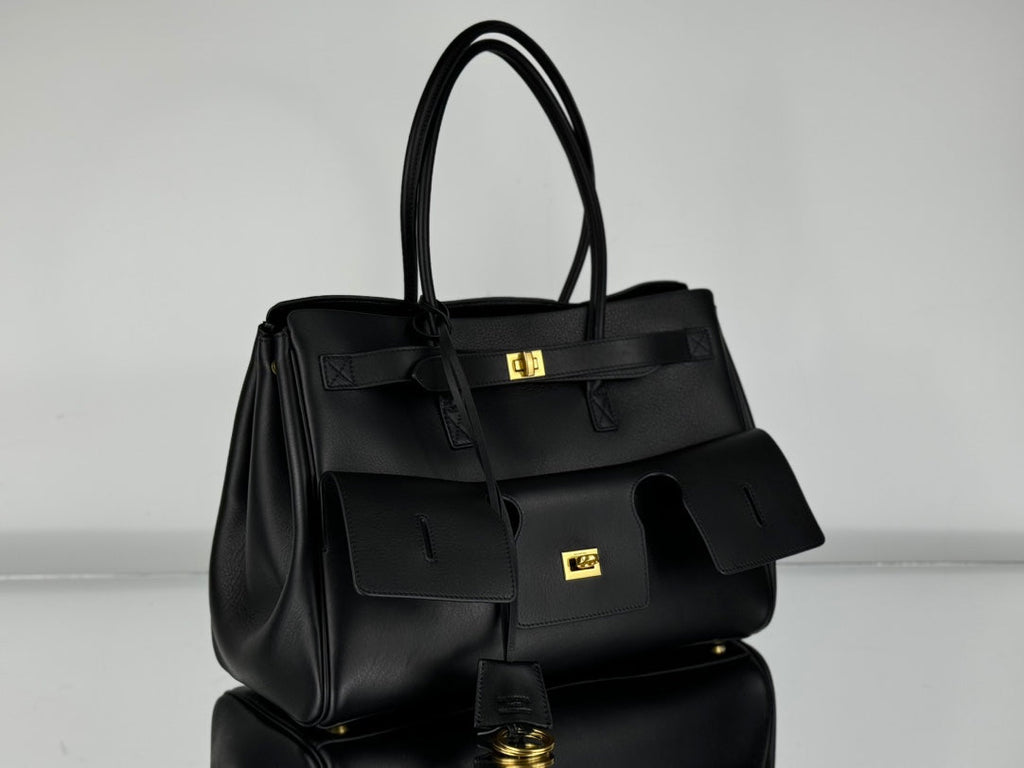 BEL AIR CARRY ALL BAG 29 IN BLACK NAPPA LAMBSKIN GOLD HARDWARE