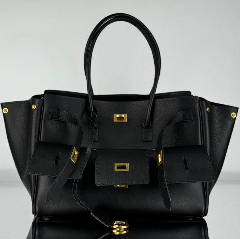 BEL AIR CARRY ALL BAG 29 IN BLACK NAPPA LAMBSKIN GOLD HARDWARE