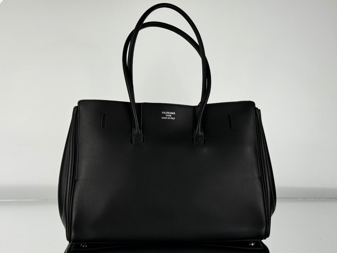 BEL AIR CARRY ALL BAG 29 IN BLACK NAPPA LAMBSKIN SILVER HARDWARE