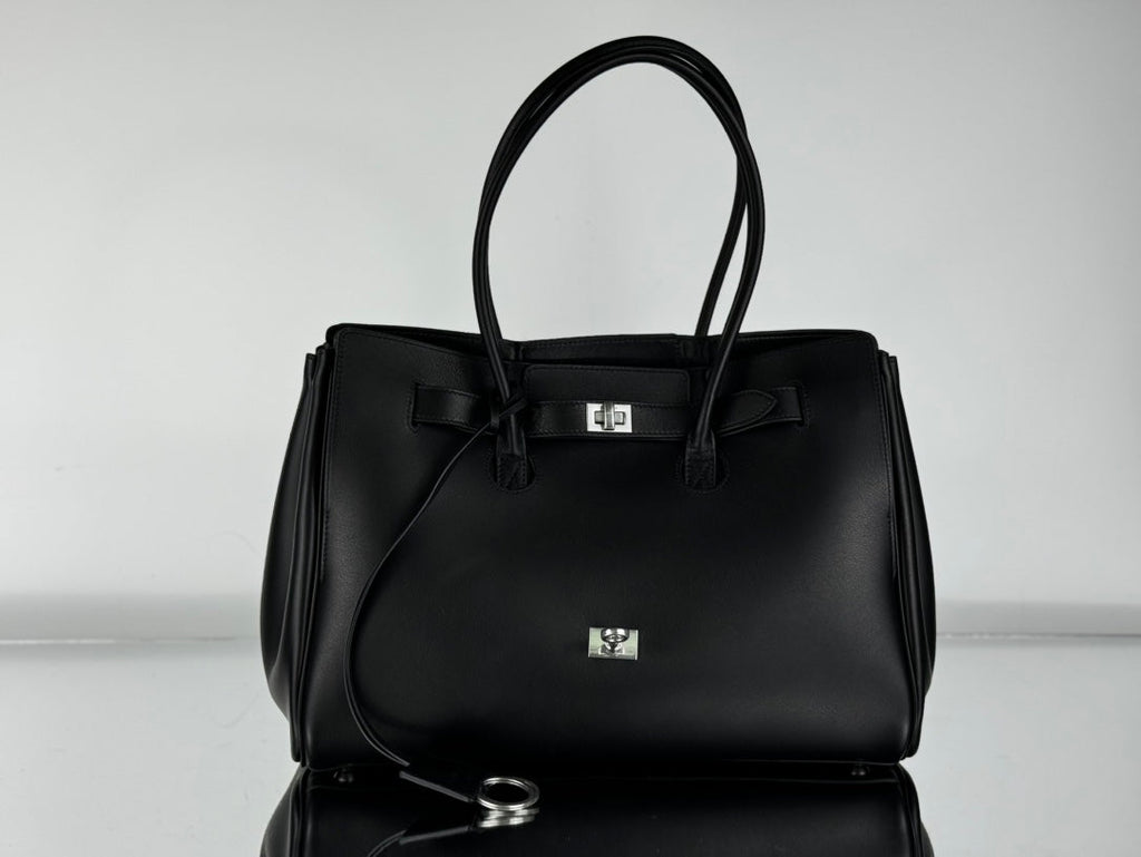 BEL AIR CARRY ALL BAG 29 IN BLACK NAPPA LAMBSKIN SILVER HARDWARE