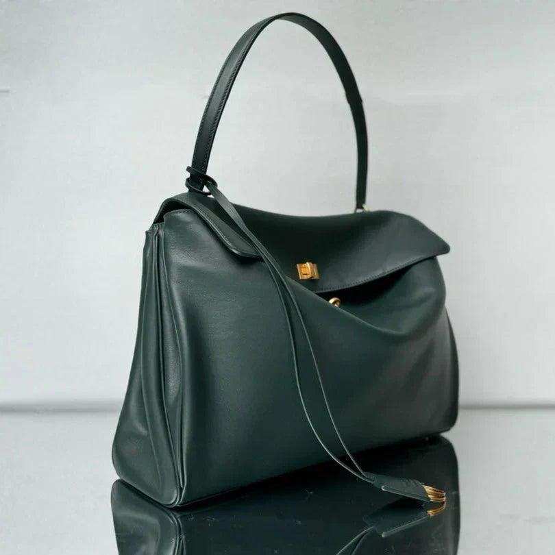 Balenciaga Large Bag 40 Dark Green Calfskin Gold Hardware