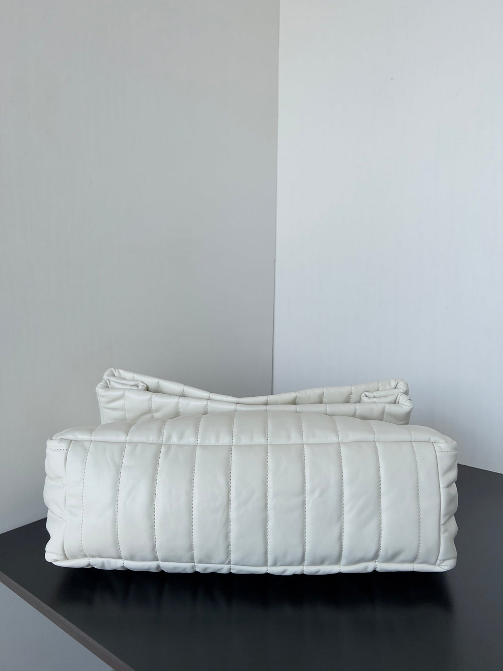 MONACO BAG 32 IN WHITE QUILTED THIN CALFSKIN SILVER HARDWARE