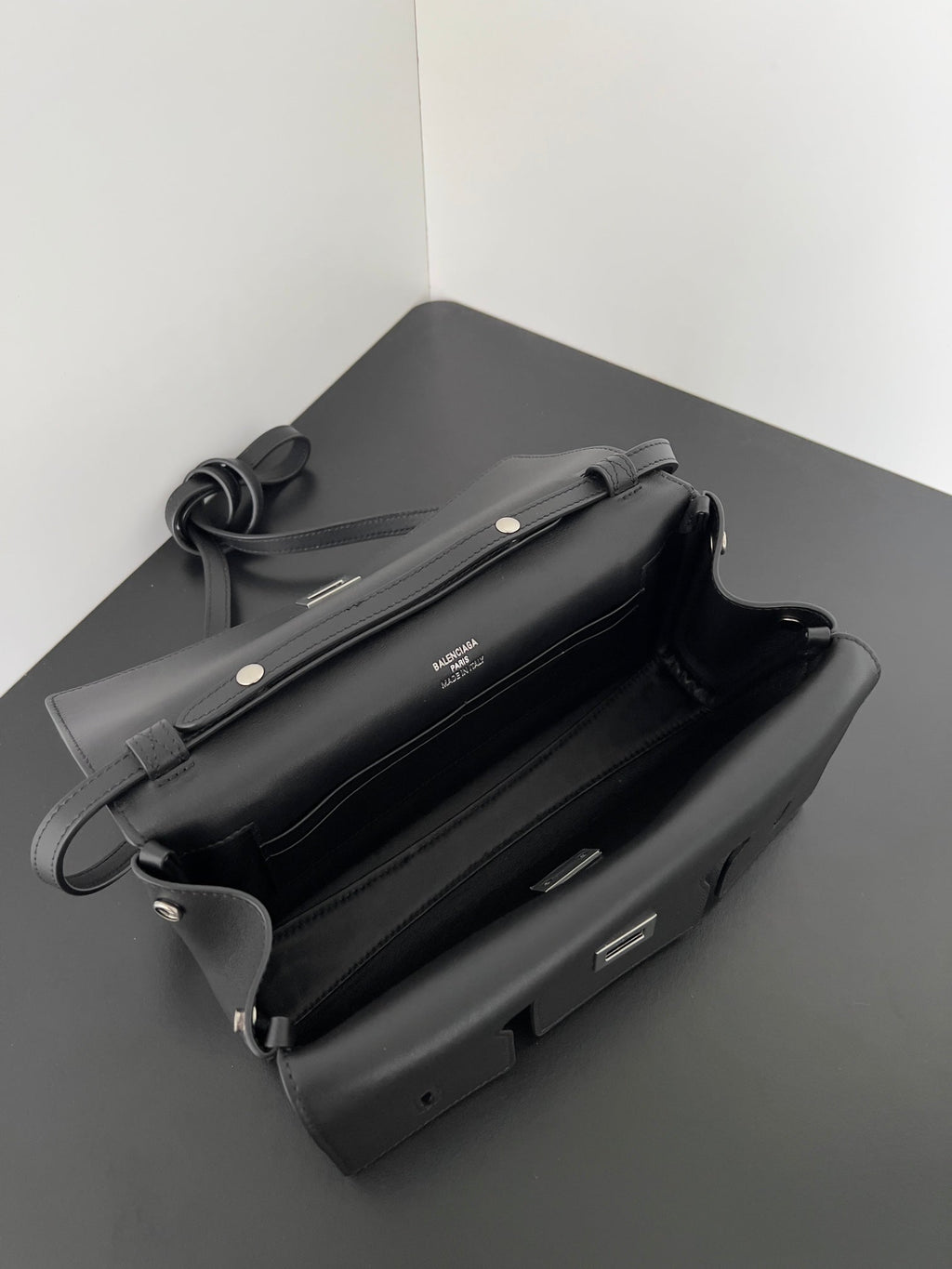 BEL AIR CLUTCH 27 IN BLACK NAPPA LAMBSKIN SILVER HARDWARE