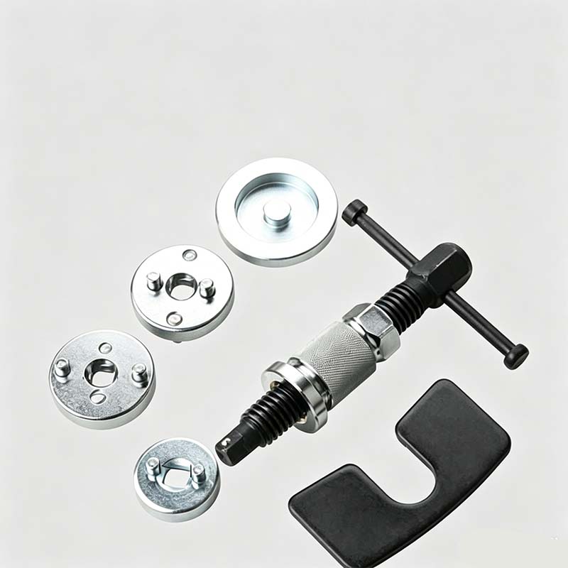 Brake Caliper Compression Tool Kit – Heavy-Duty CR-V Steel, Chrome-Plated Rust-Resistant, Precision T-Handle, Multiple Adapters for Universal Car Fit – Ideal for DIY & Professional Brake Pad Replacement