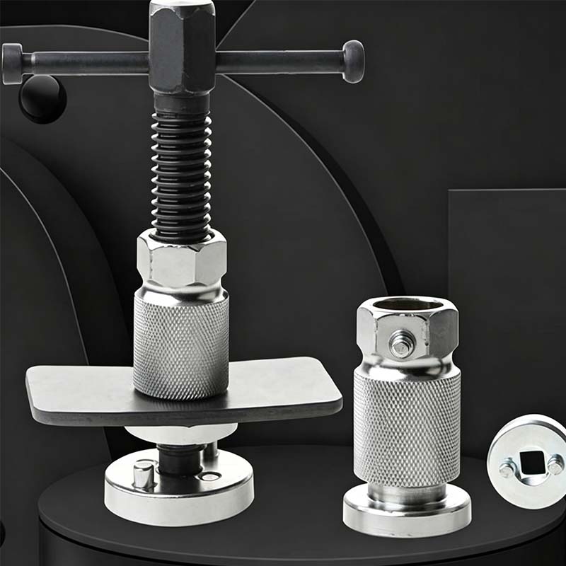 Brake Caliper Compression Tool Kit – Heavy-Duty CR-V Steel, Chrome-Plated Rust-Resistant, Precision T-Handle, Multiple Adapters for Universal Car Fit – Ideal for DIY & Professional Brake Pad Replacement